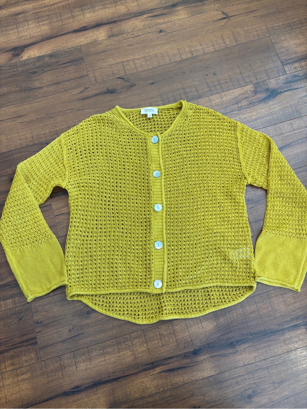 Haven Well Within Cozy Knit Cardigan Blouse Top Women's Size Small Green Lime